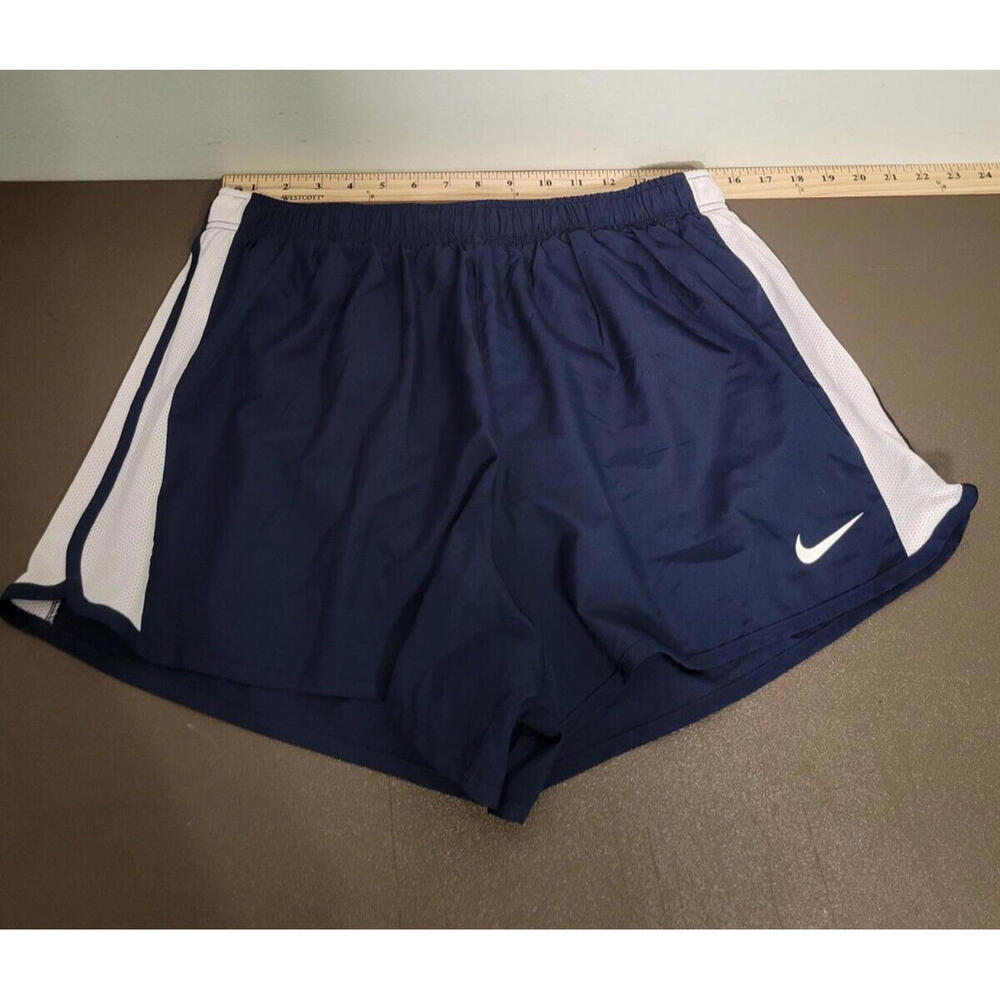 Nike Dri-Fit 2XL Running Short Men's Navy Blue White Stripe Inside pocket.
